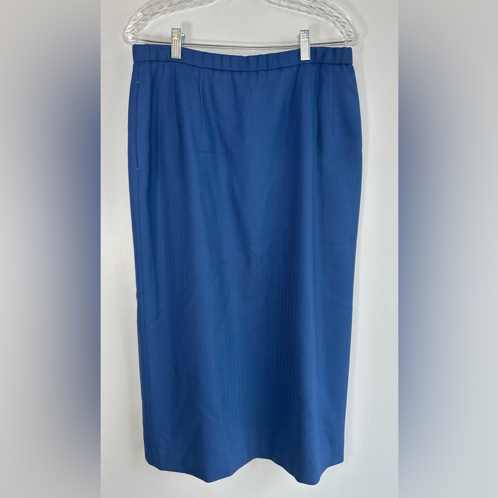Pendleton Women's Virgin Wool Blue Herringbone Pencil Skirt Size 14 Excellent